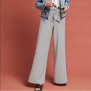Anthropologie Tie Waist Gingham Pants XL